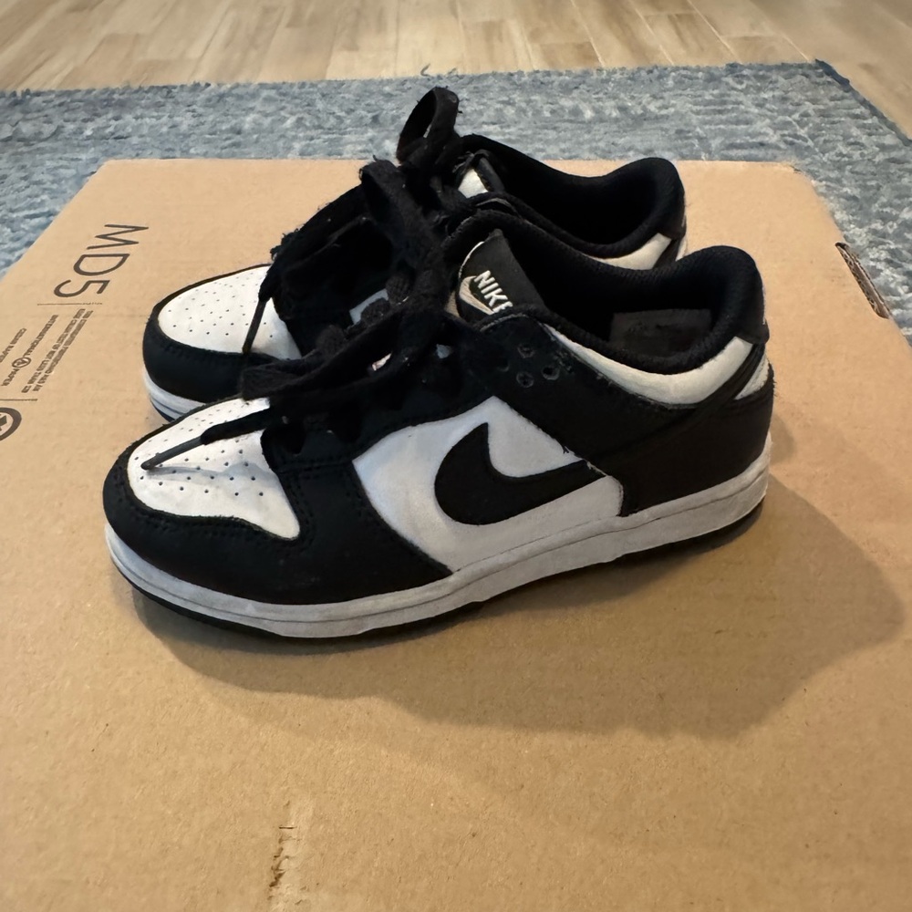 Nike Black and White Dunk Low Sneakers - Picture 3 of 7
